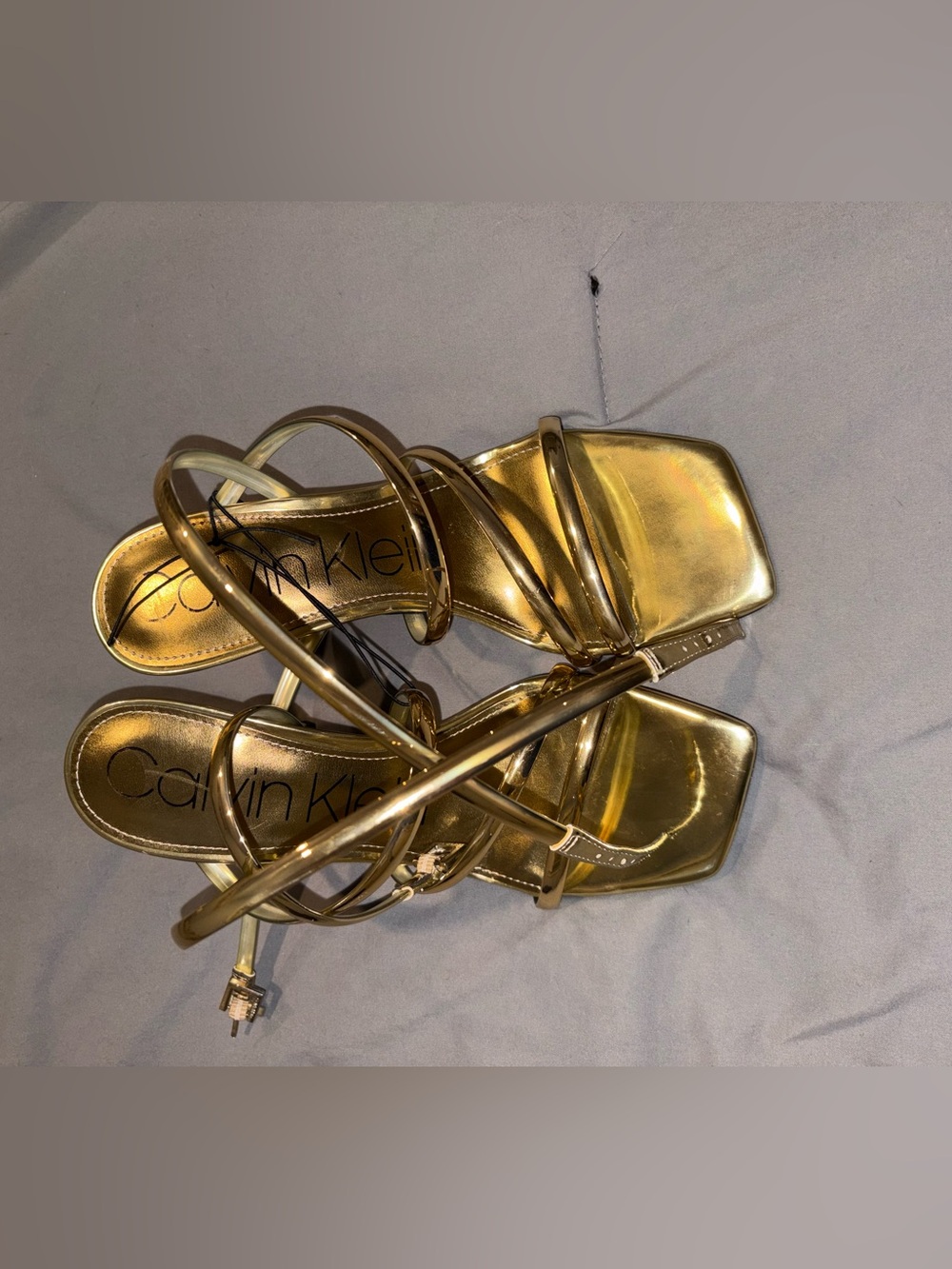 Calvin Klein Metallic Gold Strappy Heeled Sandals